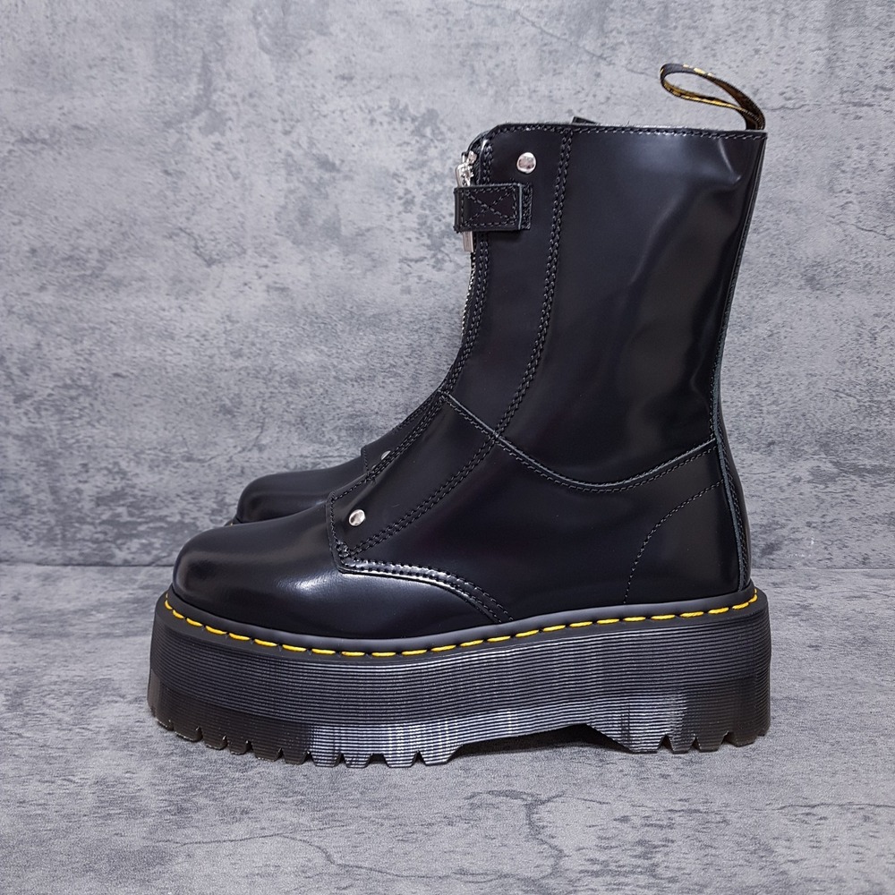 DR. MARTENS Jetta Hi Max Leather Platform Boots Womens 7 Mens 6 Black